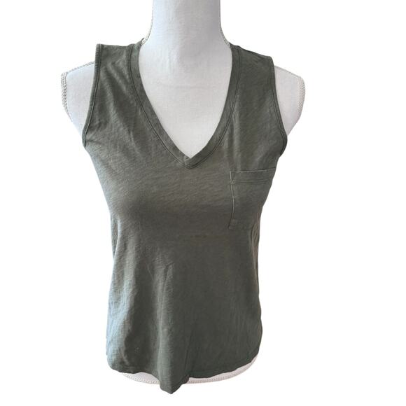 Maison Cinqcent 500 Sleeveless T Shirt Top Olive Green XS - Picture 1 of 4